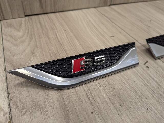 18-24 OEM Audi S5 Sportback Front Left Right Fender Emblem Black/Silver SET