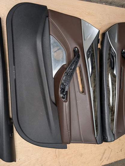 17-20 OEM BMW G30 Front Rear Interior Trim Door Panels SET Leather Brown