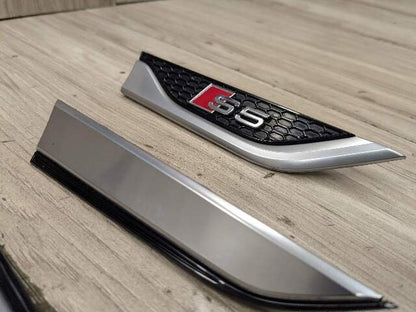 18-24 OEM Audi S5 Sportback Front Left Right Fender Emblem Black/Silver SET