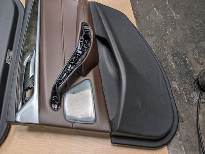 17-20 OEM BMW G30 Front Rear Interior Trim Door Panels SET Leather Brown