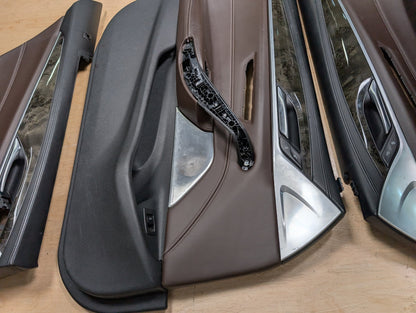 17-20 OEM BMW G30 Front Rear Interior Trim Door Panels SET Leather Brown