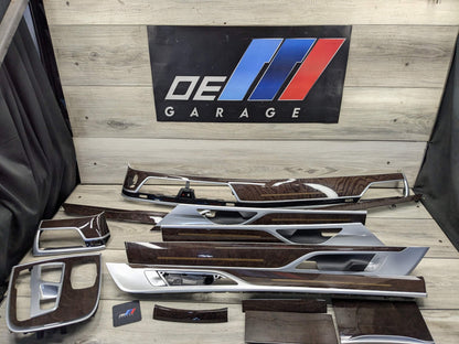 16-19 OEM BMW G12 750 Dash Doors Air Vent Wood Oak Interior Trim SET