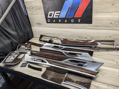 16-19 OEM BMW G12 750 Dash Doors Air Vent Wood Oak Interior Trim SET
