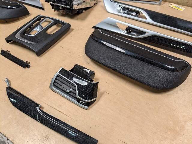 20-22 OEM BMW G12 750 Dash Doors Air Vent Wood Metal Effect Interior Trim SET