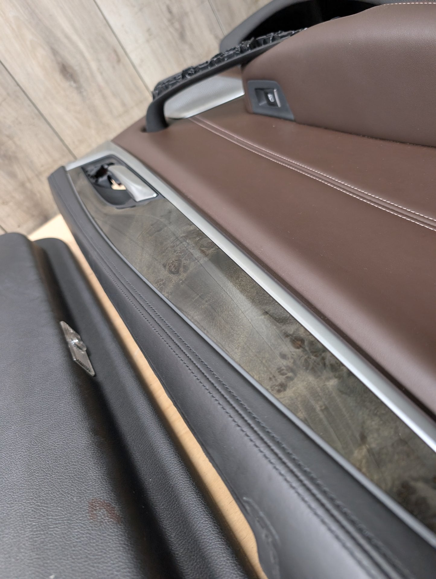 17-20 OEM BMW G30 Front Rear Interior Trim Door Panels SET Leather Brown