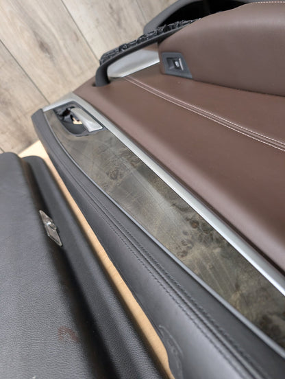 17-20 OEM BMW G30 Front Rear Interior Trim Door Panels SET Leather Brown