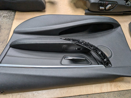 OEM BMW F30 Front Rear Interior SPORT Seats Door Panel SET Black Heated