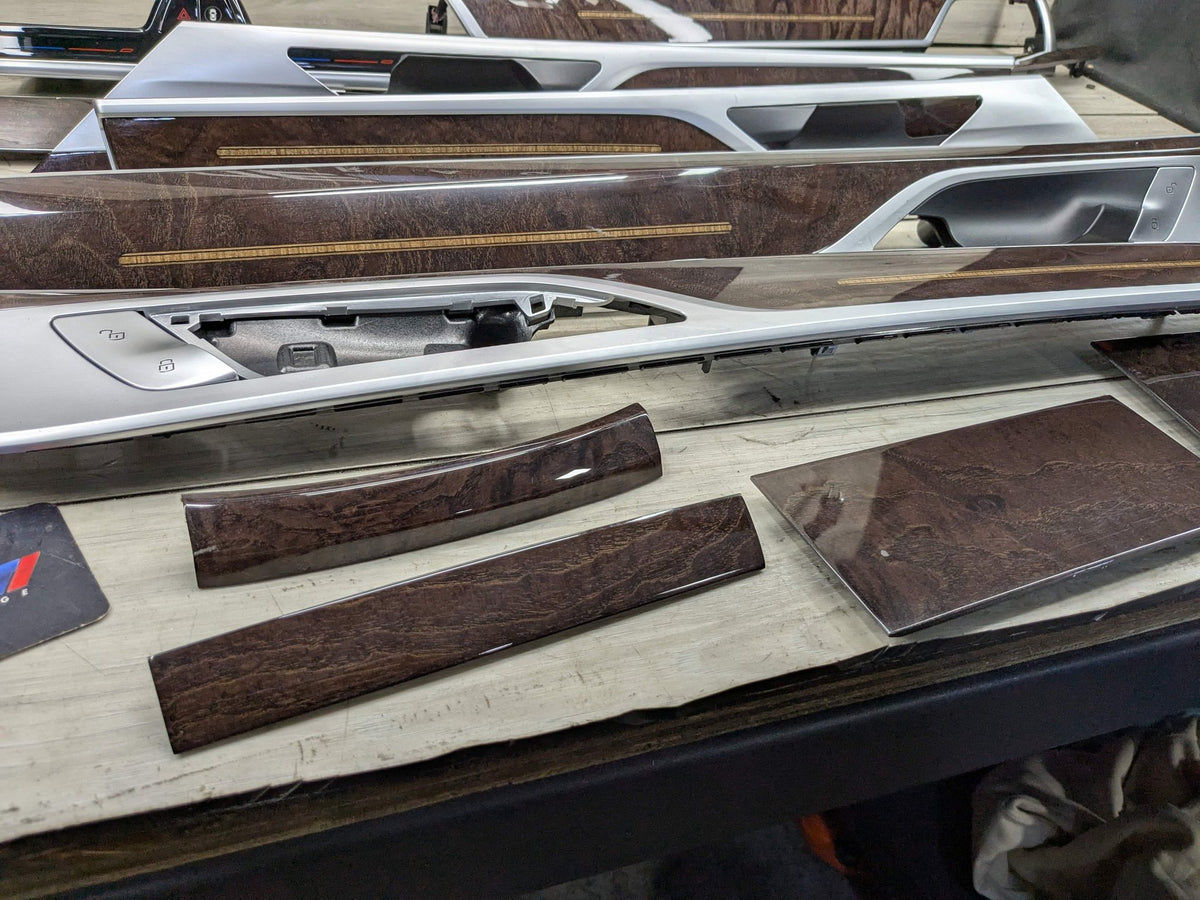 16-19 OEM BMW G12 750 Dash Doors Air Vent Wood Oak Interior Trim SET