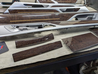 16-19 OEM BMW G12 750 Dash Doors Air Vent Wood Oak Interior Trim SET