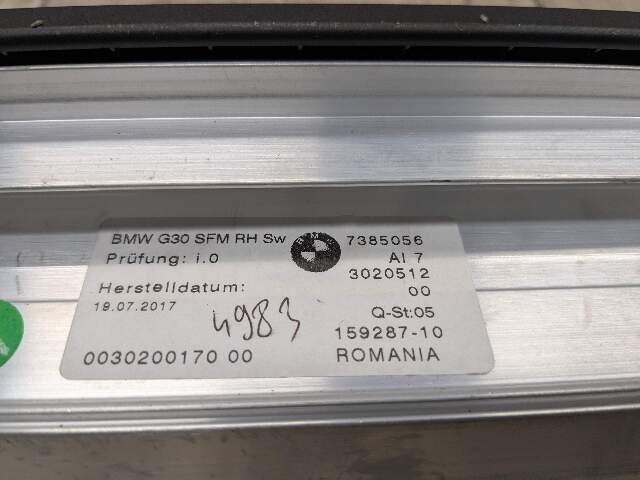 OEM BMW F90 G30 530 540 M550 Rear Right Passenger Window Roller Sun Shade Blind
