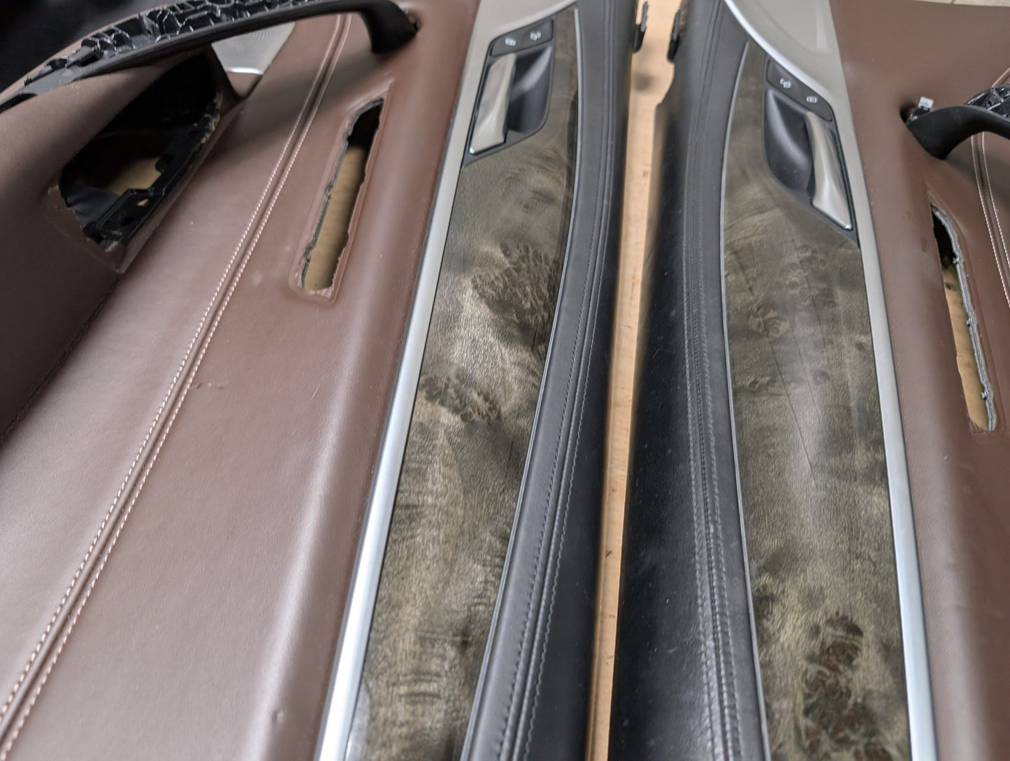 17-20 OEM BMW G30 Front Rear Interior Trim Door Panels SET Leather Brown