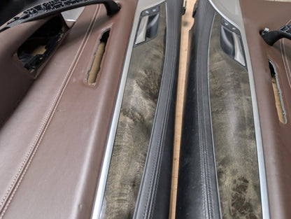 17-20 OEM BMW G30 Front Rear Interior Trim Door Panels SET Leather Brown