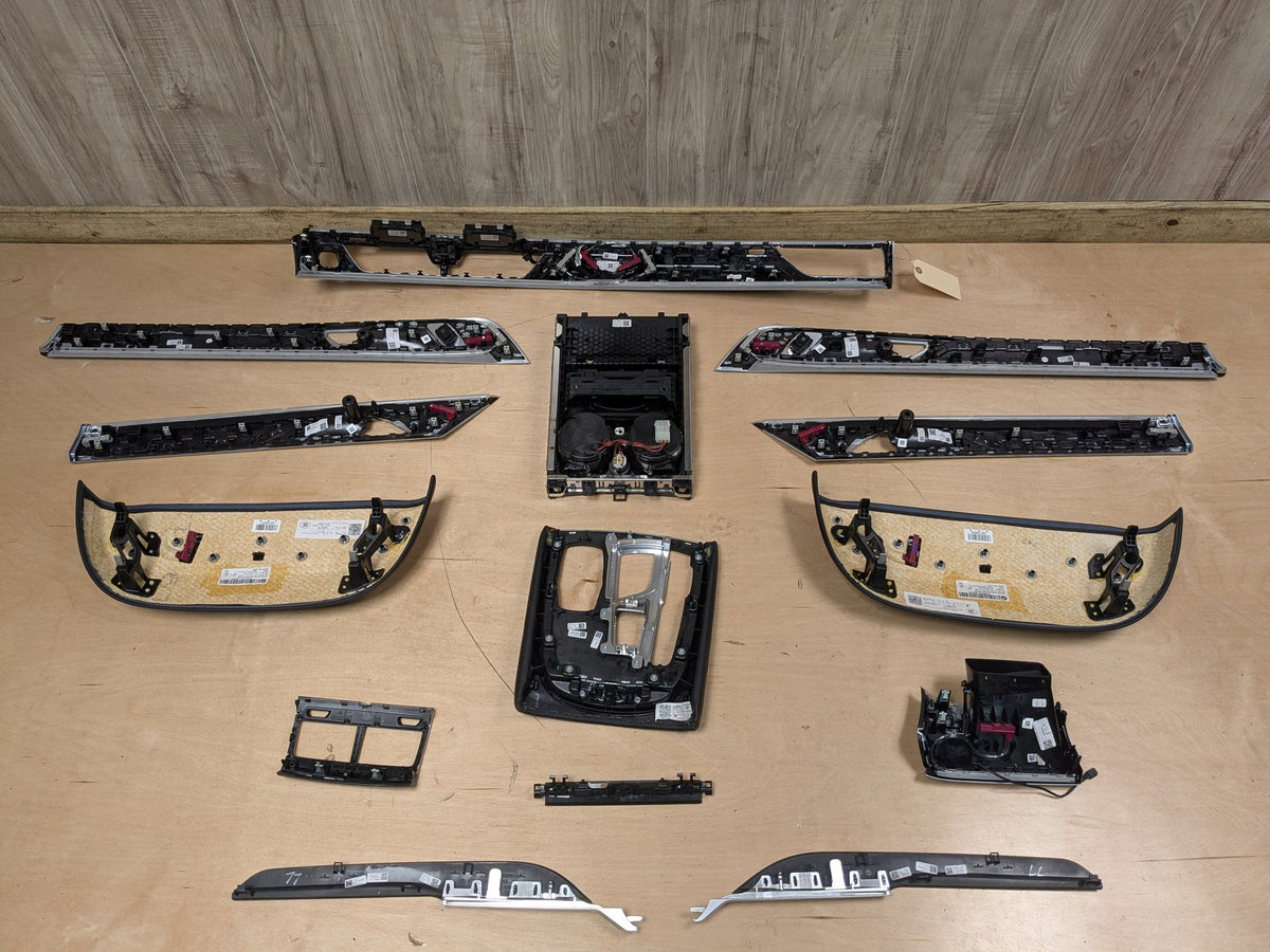 20-22 OEM BMW G12 750 Dash Doors Air Vent Wood Metal Effect Interior Trim SET