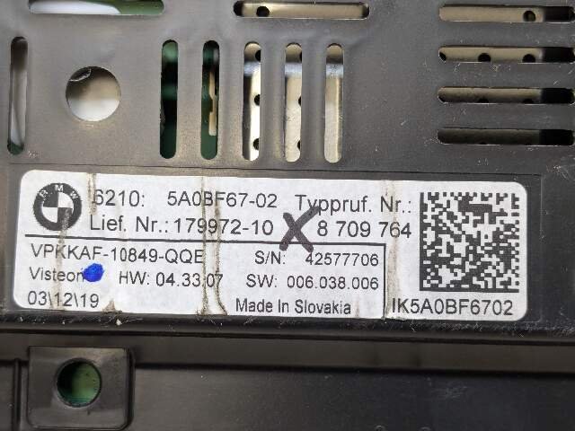 2020 BMW 228i F44 Instrument Speedometer Guage Cluster 8709764 20-24 OEM BMW F44 228 Instrument Cluster Speedometer Gauge