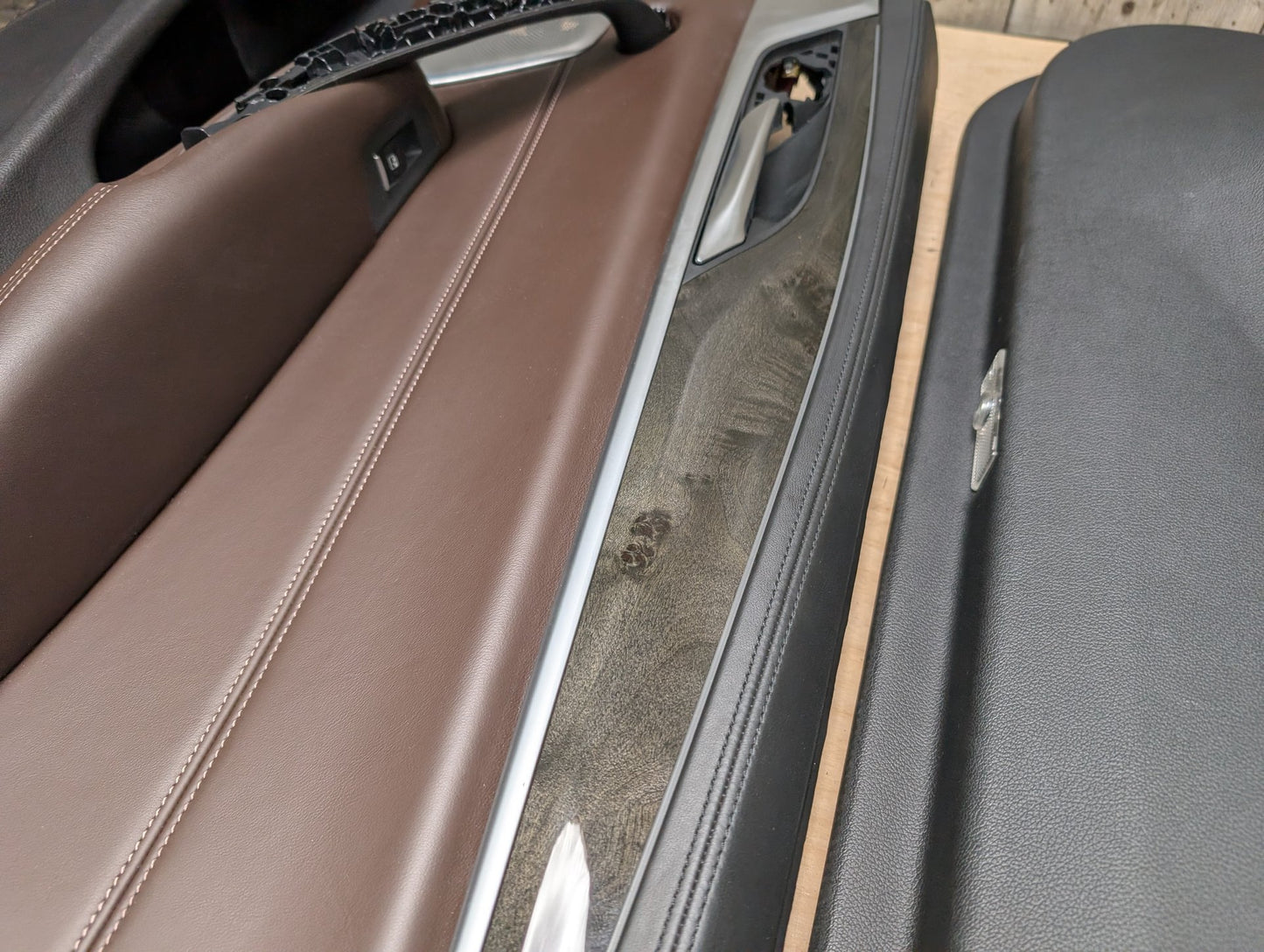 17-20 OEM BMW G30 Front Rear Interior Trim Door Panels SET Leather Brown