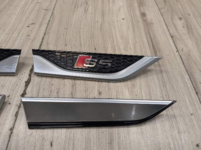 18-24 OEM Audi S5 Sportback Front Left Right Fender Emblem Black/Silver SET