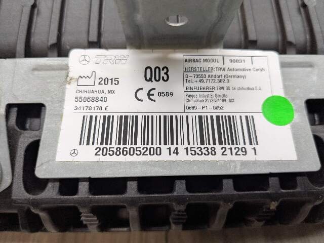 15-20 Mercedes W205 C300 Front Right Side Dashboard Dash Air Bag Airbag OEM