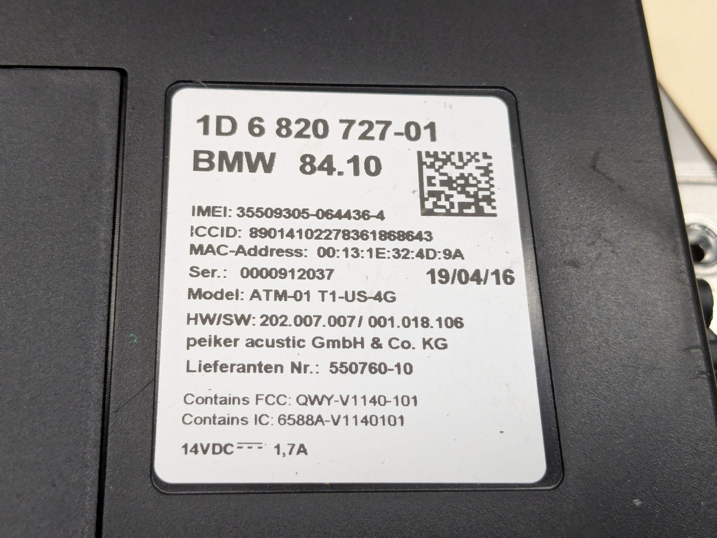 OEM BMW F10 F15 F22 F30 F32 F48 F80 F82 M3 M4 Telematics Control Unit Module TCB