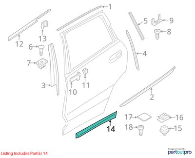 18-24 OEM BMW G01 G02 X3 X4 Rear Left Driver Side Lower Door Trim Molding