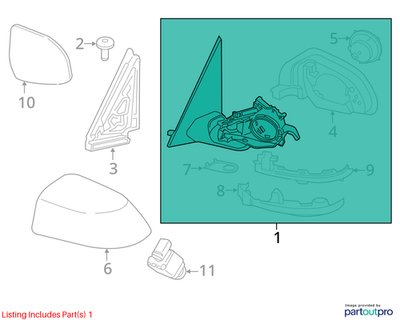 19-25 OEM BMW G05 G07 X5 X7 Left Driver Side Mirror Blind Spot SHADOW 8738315