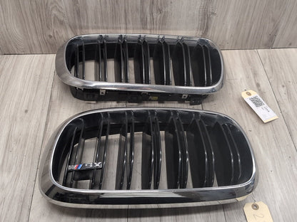 2015 - 2019 BMW X6 F86 Front Left Right Upper Bumper Cover Kidney Grilles SET 8056769 S63B44T2