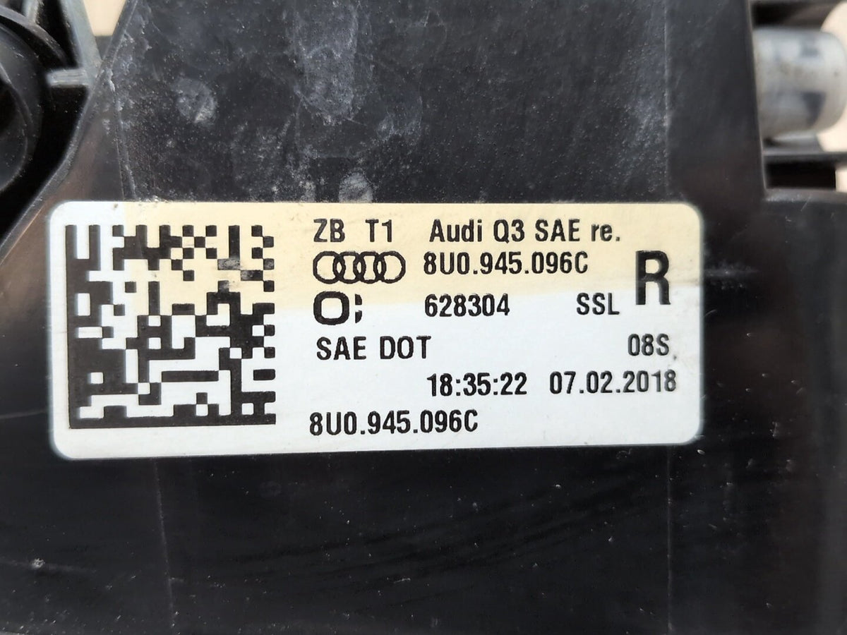 2015-2018 Audi Q3 8U Rear Right Passenger Inner Tail Light 8U0945096C OEM