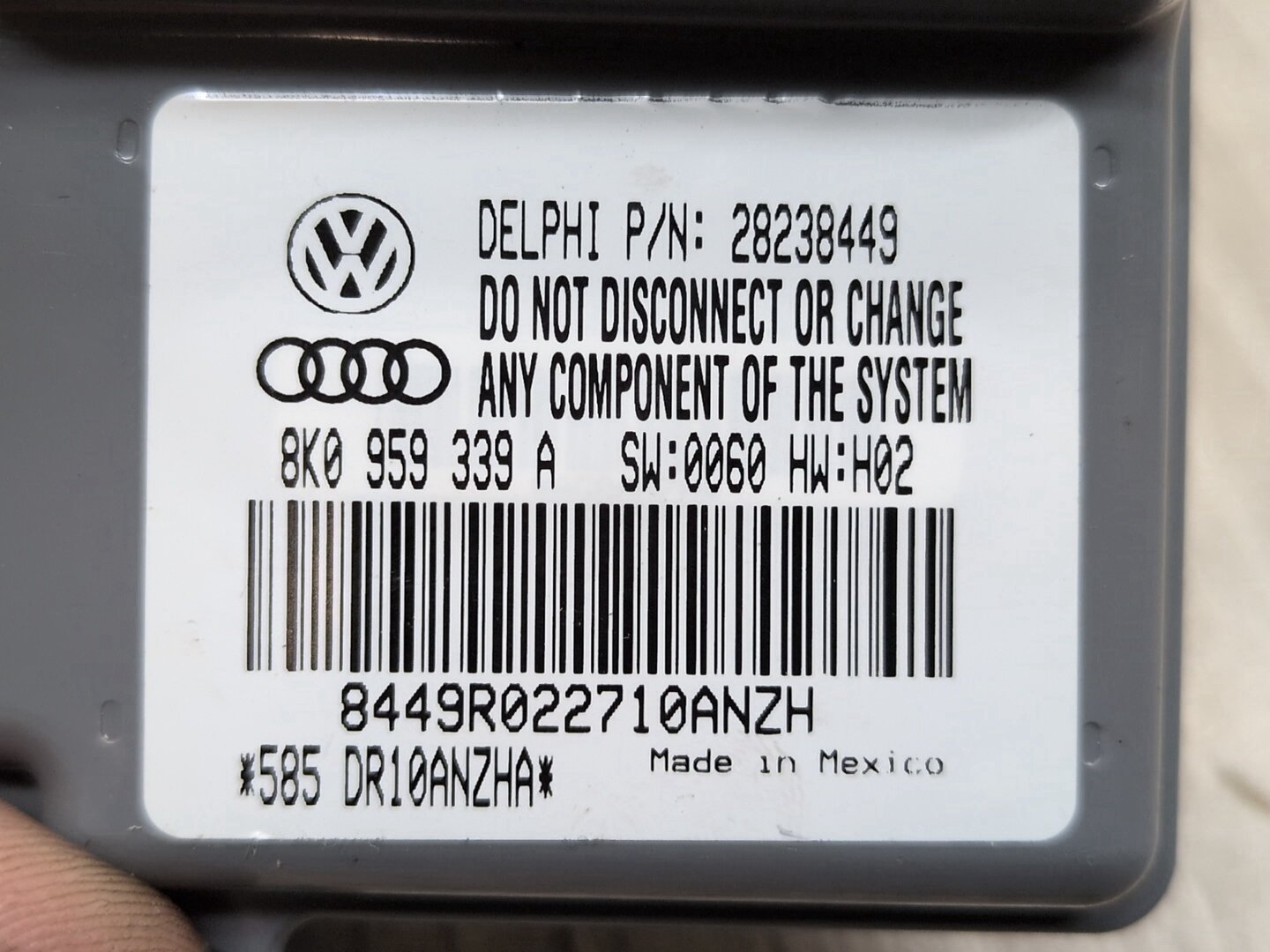 2008 - 2017 Audi S5 8T Front Right Passenger Seat Module 8K0959339A