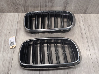 2015 - 2019 BMW X6 F86 Front Left Right Upper Bumper Cover Kidney Grilles SET 8056769 S63B44T2