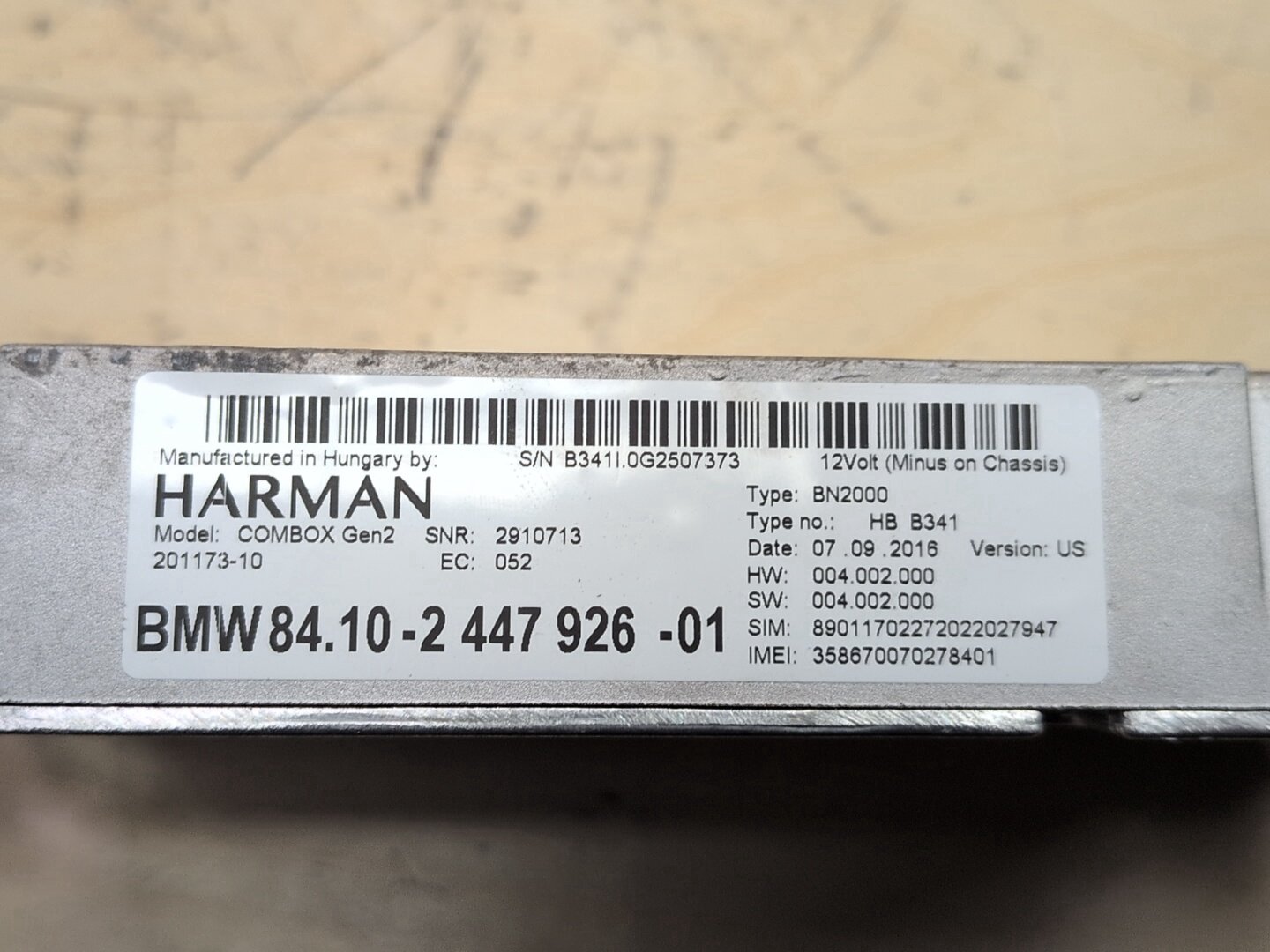 09-13 OEM BMW E82 E90 E92 X1 X5 X6 Combox Telematics Unit TCU Bluetooth Module