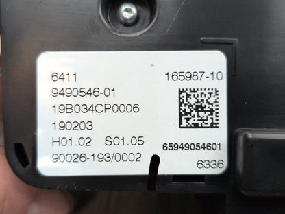 2019 - 2026 BMW X5 G05 Rear AC Heater Climate Control Switch 9490546 N63B44M3
