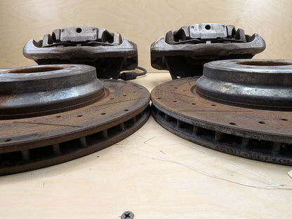 OEM BMW 335 E9X Front Left Right Brake Caliper SET w Drilled Slotted Rotors