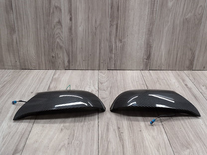 2011-2016 BMW 535i F10 Front Left Right Side Mirror Cap Covers Carbon Style SET