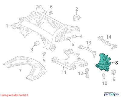 2012-2018 BMW M6 F06 Rear Left Driver Spindle Knuckle w/ Bearing 2284141 OEM