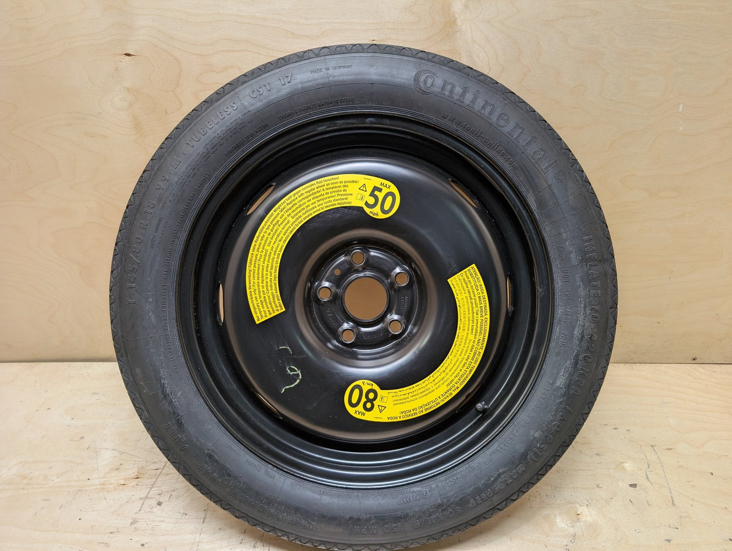 15-18 OEM Audi Q3 18x4 ET27.5 Emergency Spare Wheel Rim Tire PN: 5N0601027E