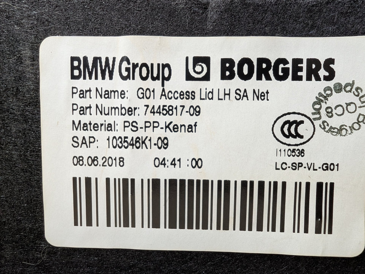 18-24 OEM BMW G01 F97 X3 X3M Rear Left Driver Trunk Quarter Panel Cover Trim