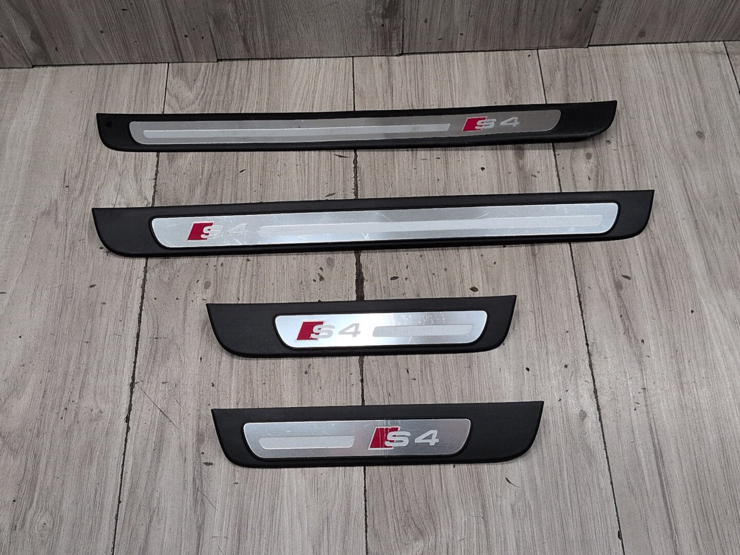 2010-2016 Audi S4 B8 Front Rear Left Right Scuff Plate Door Sill SET 8K0853376 OEM