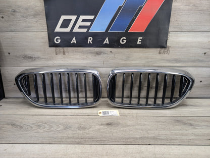 17-20 OEM BMW G30 530 540 Front Bumper Upper Kidney Grille Pair SET