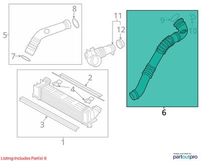 2012-2018 BMW F30 320i N20B20U0 Engine Motor Turbo Charger Tube Pipe 7597592