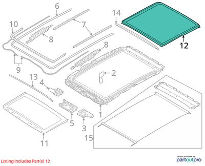 18-24 OEM BMW F97 G01 X3 X3M Rear Sunroof Sun Roof Cover Window Glass 7493796