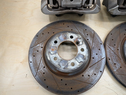OEM BMW 335 E9X Front Left Right Brake Caliper SET w Drilled Slotted Rotors