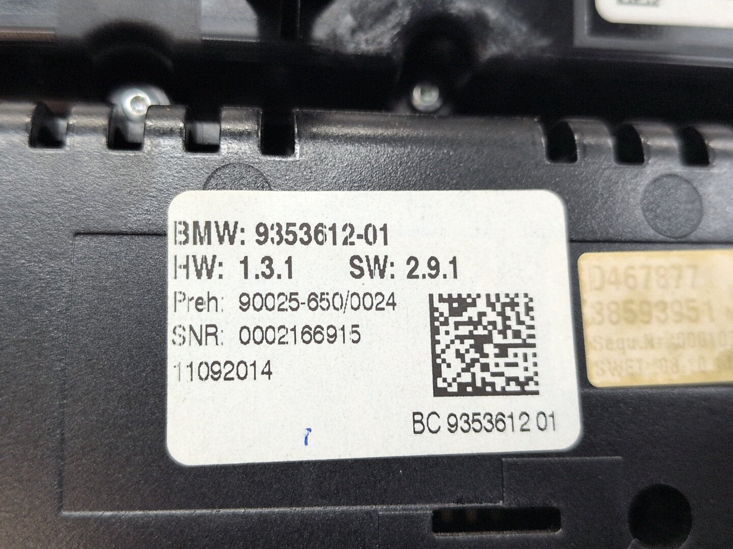 2012-2018 BMW M6 F06 Front AC Heater Climate Control Switch 9353612