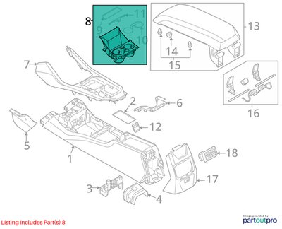 20-24 OEM BMW F44 228 M235 Center Console Cup Holder Storage Compartment Trim