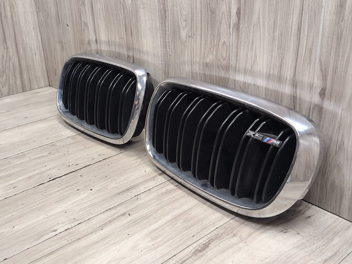 2015-2018 BMW X5 F85 Front Left Right Upper Bumper Cover Kidney Grilles SET 8056324 OEM