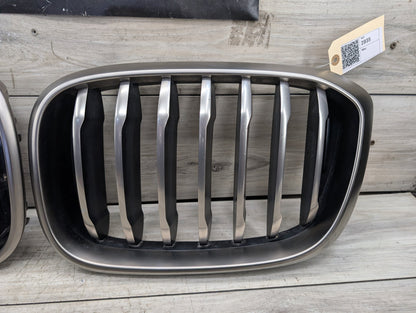 2018 - 2024 BMW X3 G01 Front Left Right Upper Bumper Cover Kidney Grilles SET 7464921 B58B30O1