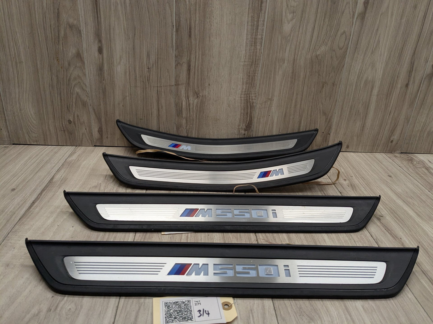 17-20 OEM BMW G30 Rear Left Right Lighter Door Sill Plate Molding M Trim PAIR