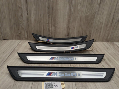 17-20 OEM BMW G30 Rear Left Right Lighter Door Sill Plate Molding M Trim PAIR