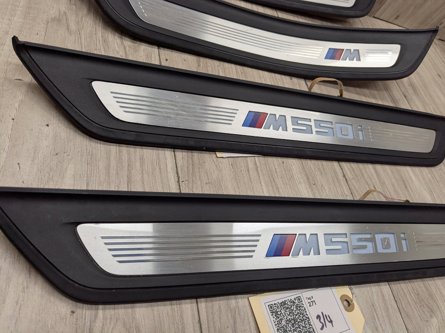 17-20 OEM BMW G30 Rear Left Right Lighter Door Sill Plate Molding M Trim PAIR
