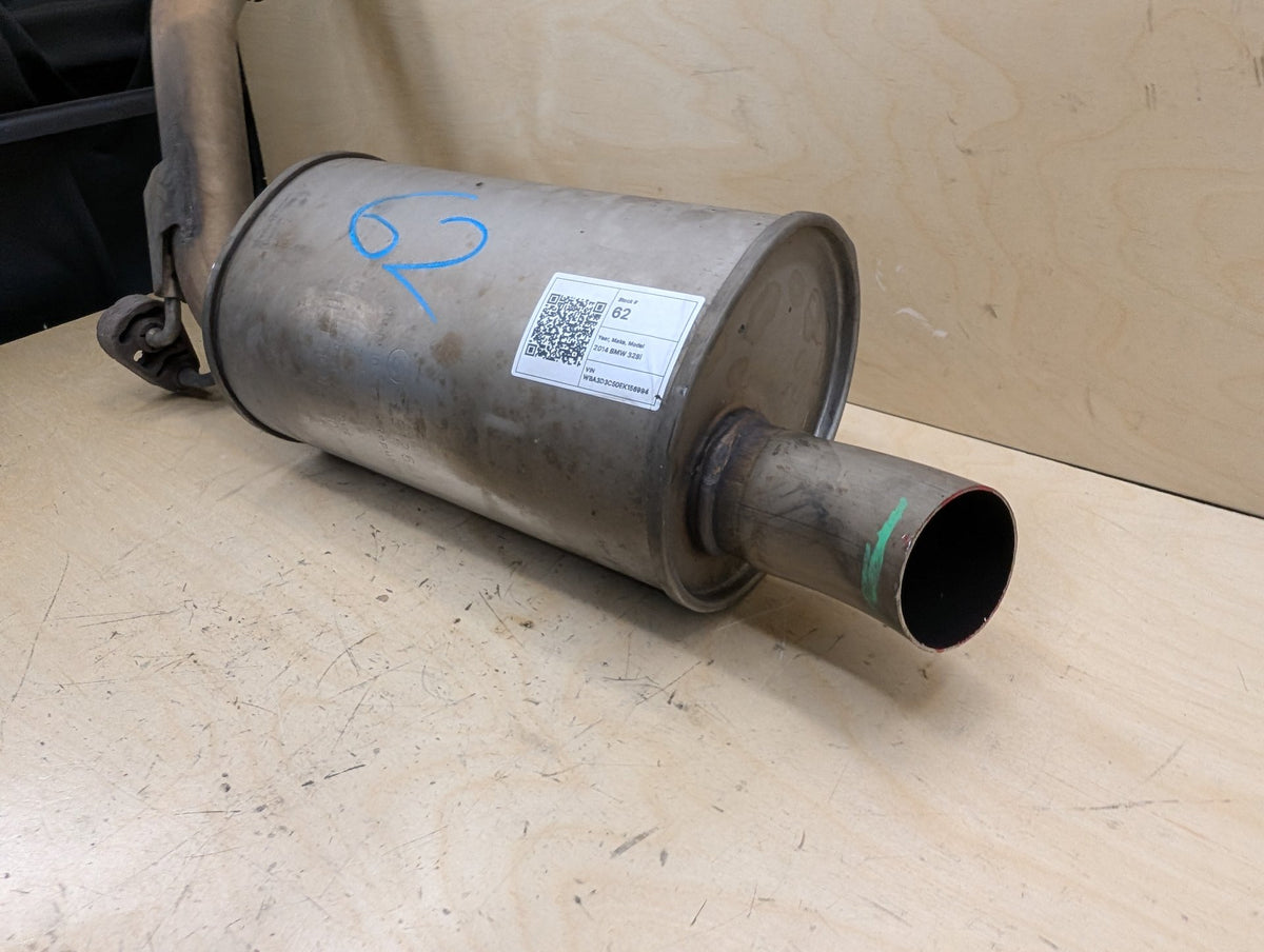14-17 BMW F30 328d Diesel Rear End Exhaust Muffler W Tip Unit 8512641 OEM