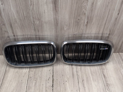 2015-2018 BMW X5 F85 Front Left Right Upper Bumper Cover Kidney Grilles SET 8056324 OEM