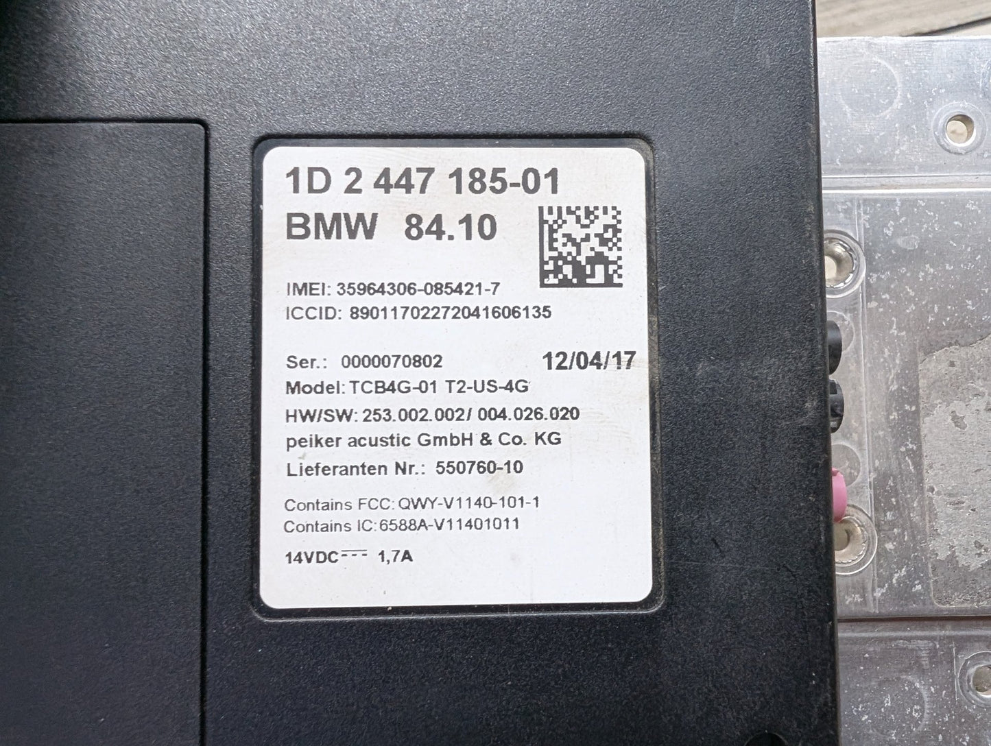 2012-2018 BMW 340i F30 Antenna Telematics Control Module 2447185